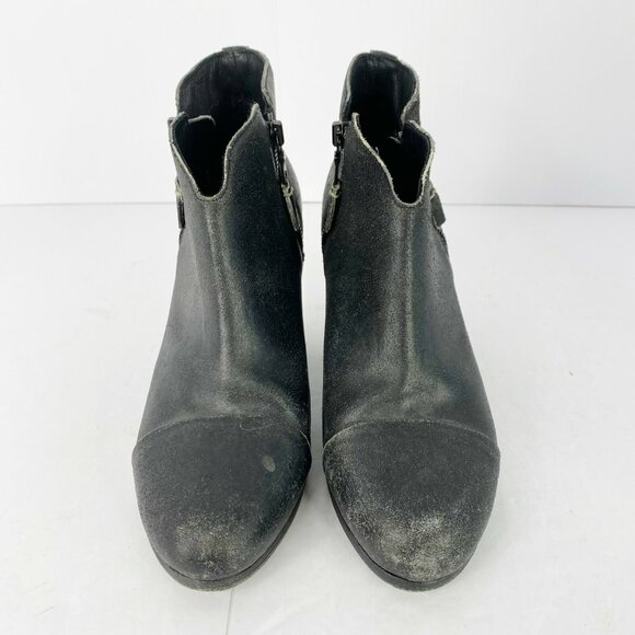 Rag & Bone Boots Womens Size 40 US 10 Margot Black Waxed Suede Ankle Booties - Picture 2 of 7